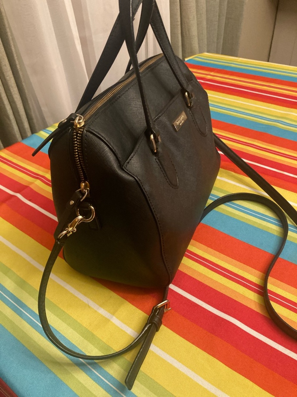 Genuine Kate Spade Laurel Way  Black Saffiano Leather Satchel with Gold Hardware - Picture 16 of 16